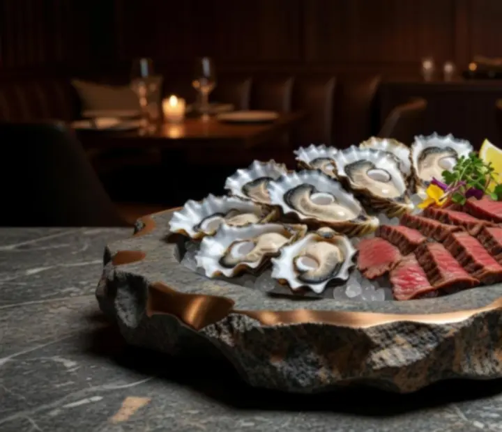 A platter of premium Australian seafood and prime meats presented on dark stone